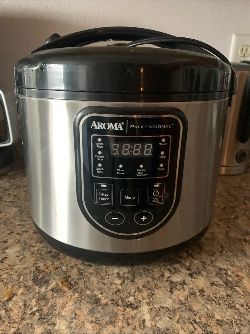 Aroma Stainless Steel Multi-Function Rice Cooker - Black & Silver